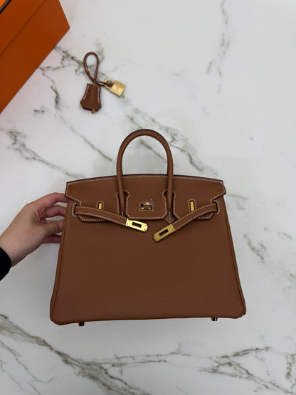 HERMES Birkin 25 金棕色金扣 Togo Gold GHW
