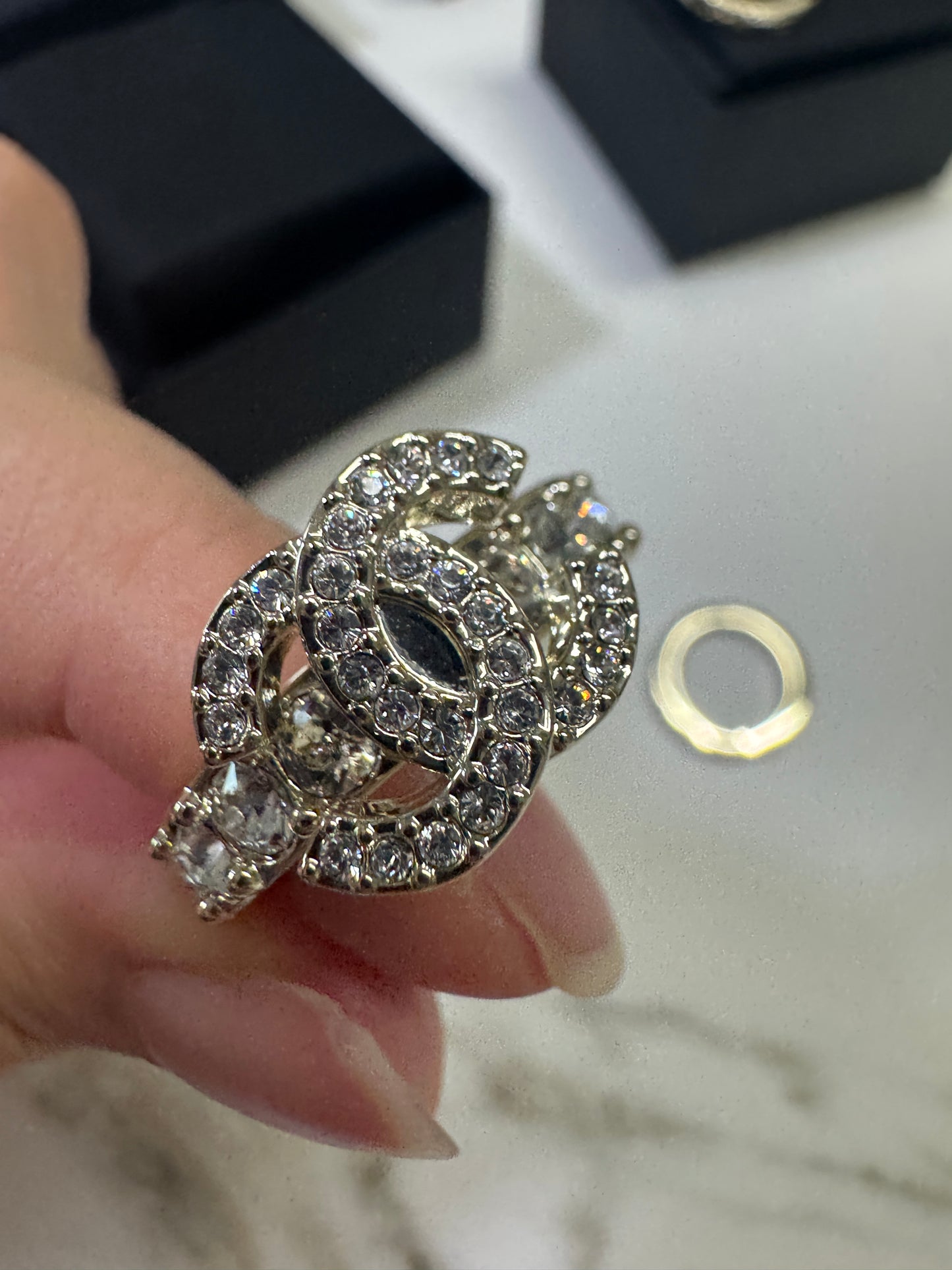 CHANEL 25P 三件套淺金色戒指