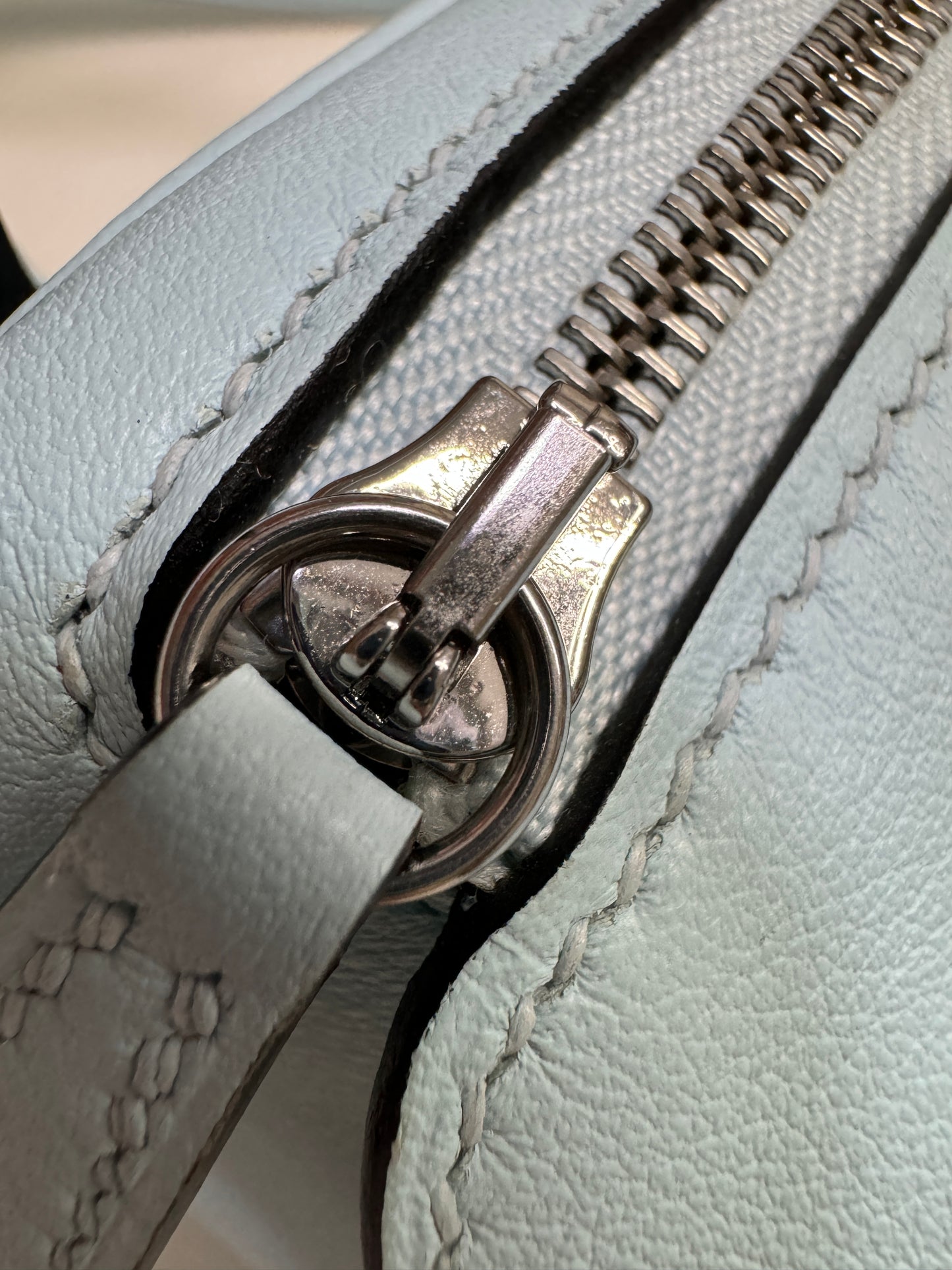 HERMES Mini Lindy 霧霾藍T0 銀扣 swift