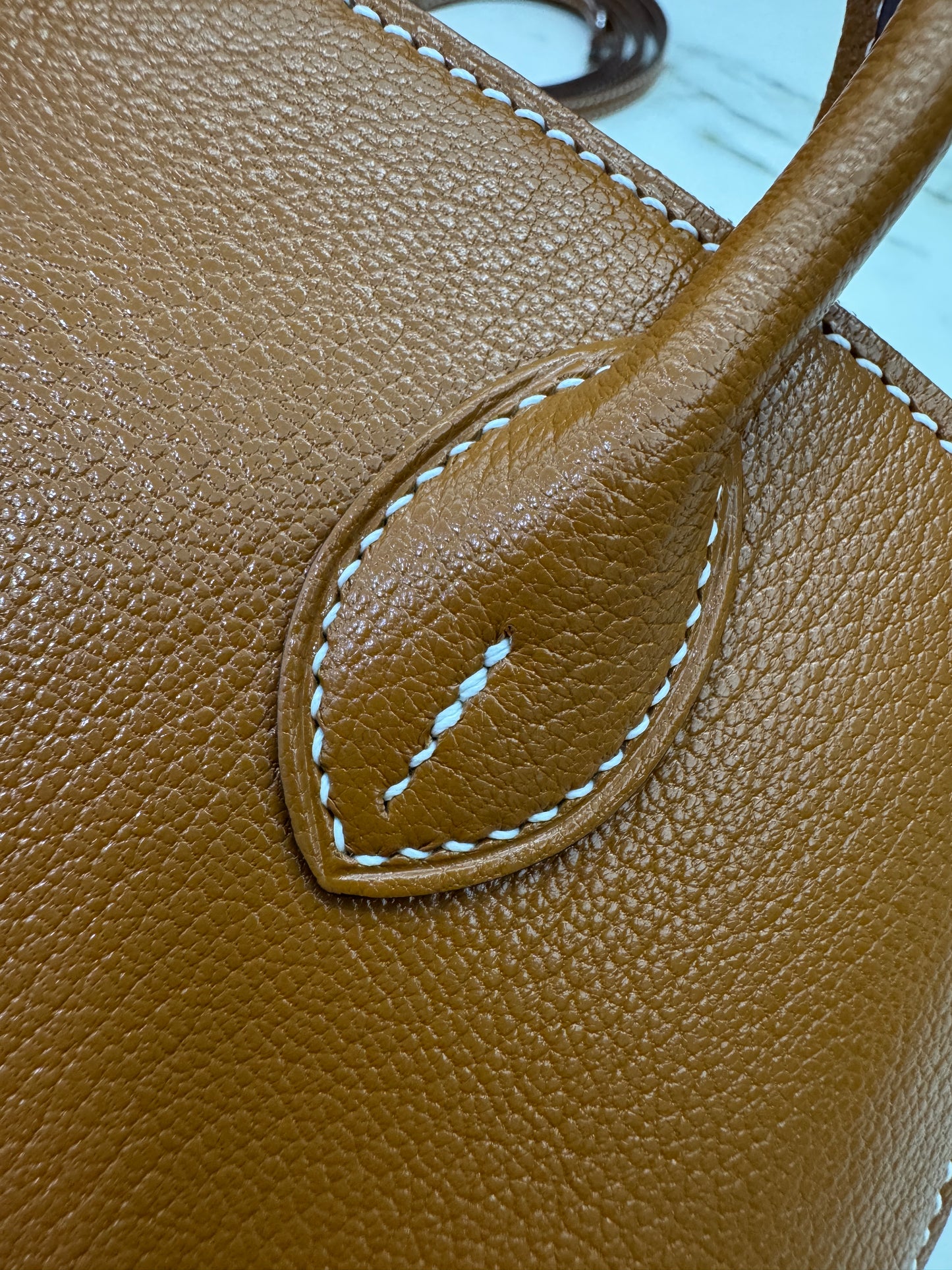 HERMES Mini Bolide 金棕色山羊皮 銀扣 Cherve Gold PHW