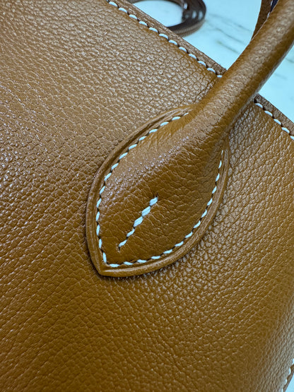 HERMES Mini Bolide 金棕色山羊皮 銀扣 Cherve Gold PHW