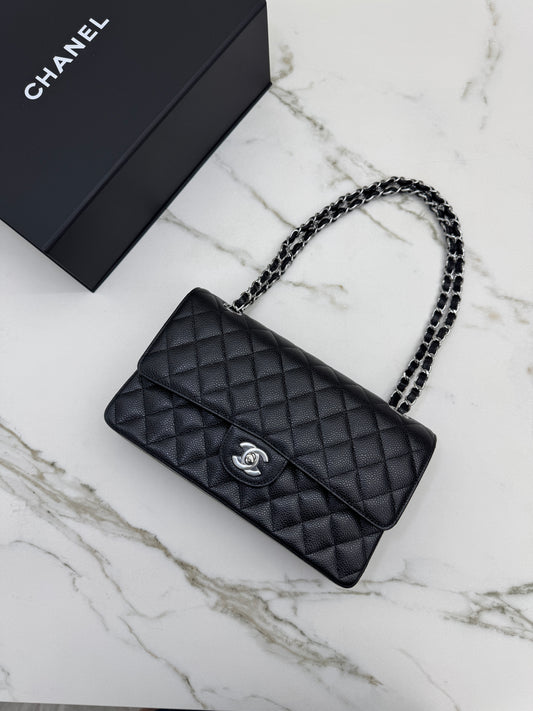 CHANEL CF25 Medium 黑銀牛