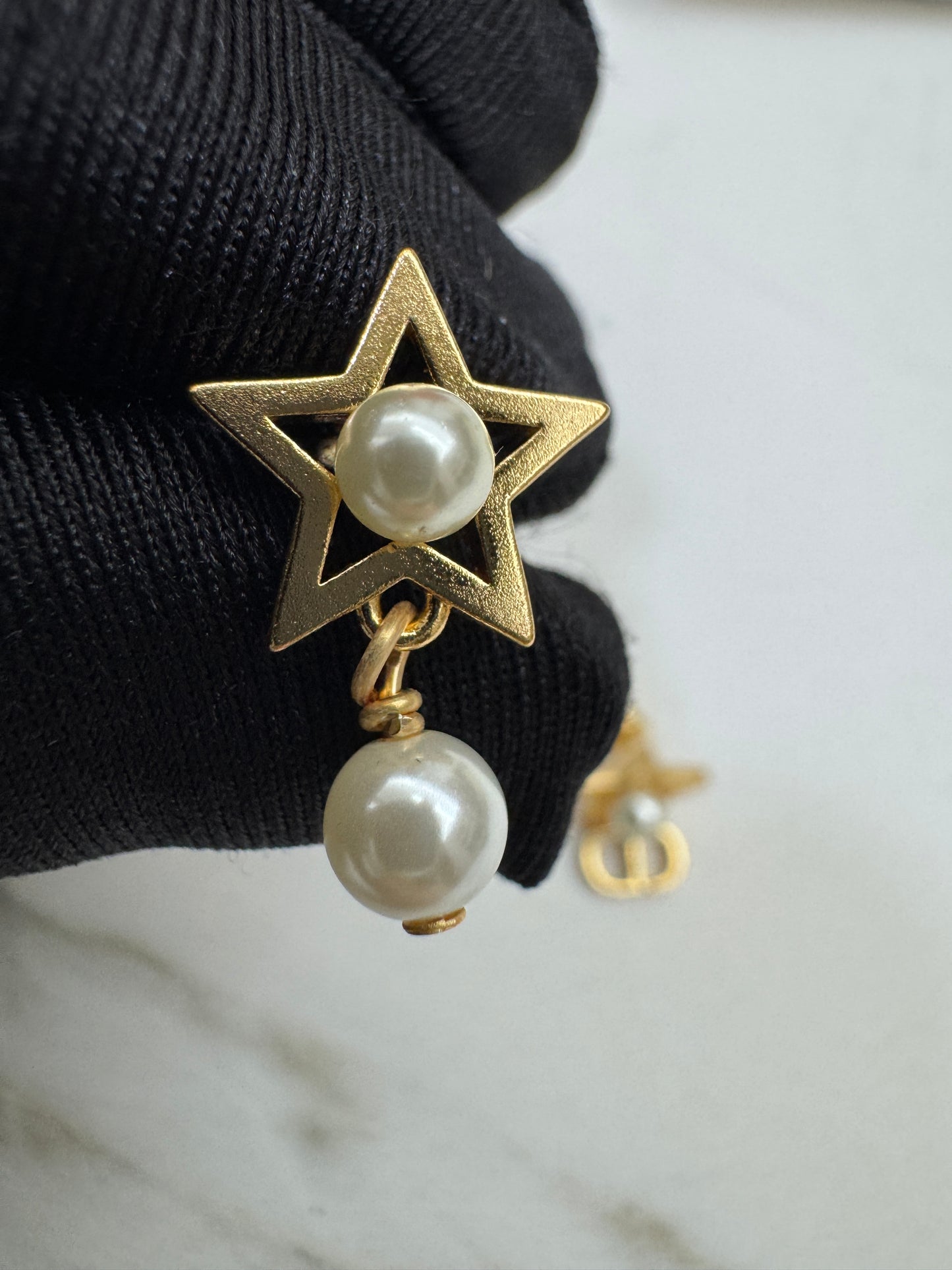 DIOR 星星珍珠耳環