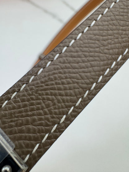 HERMES Kelly Belt 大象灰銀扣（手縫蠟線）