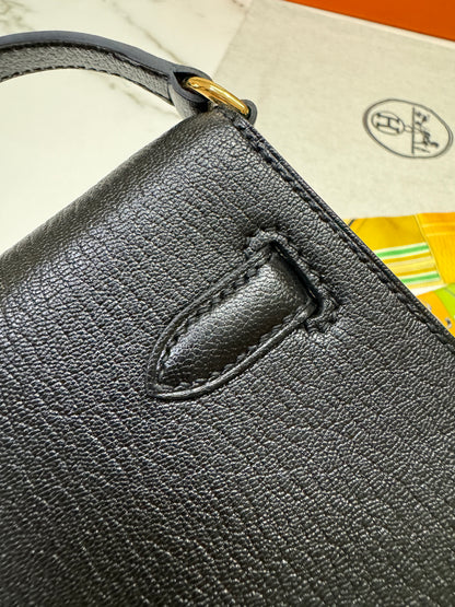 HERMES Kelly Elan 黑金 山羊皮 Mysore