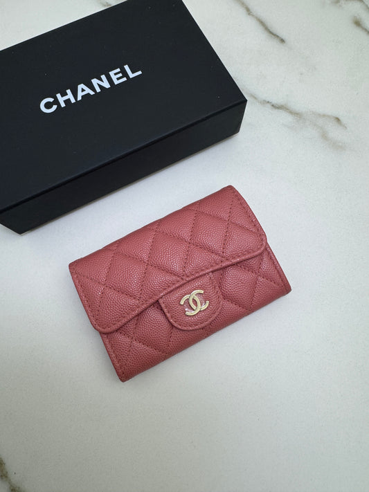 CHANEL CF Cardholder 珊瑚粉 牛皮