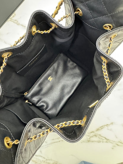 CHANEL 25Bag Medium 黑色荔枝皮