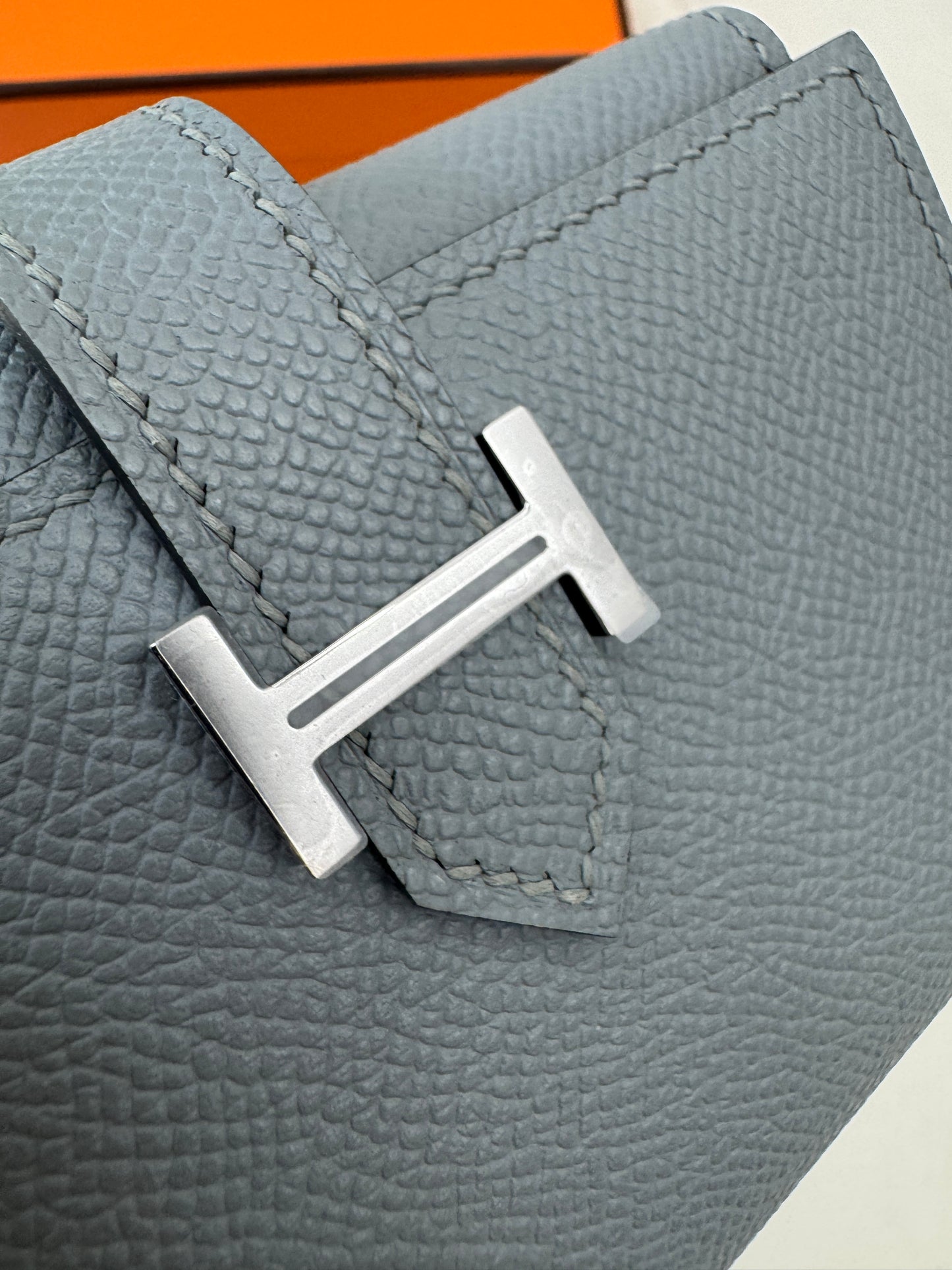 HERMES Bearn 三摺錢包 亞麻藍 Blue Lin Epsom PHW
