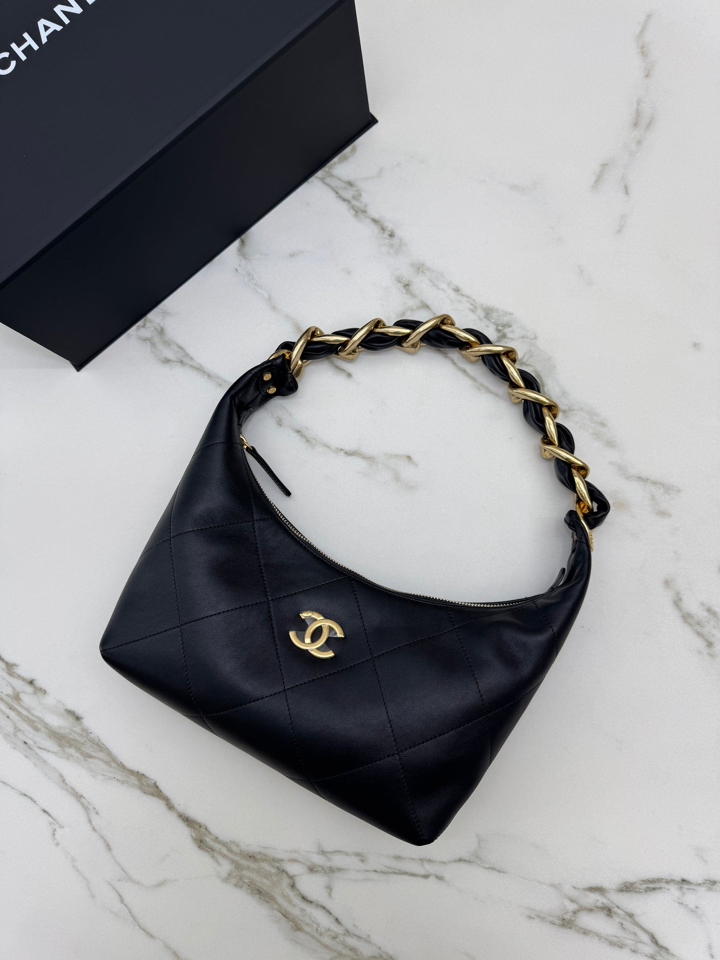 CHANEL 25K 粗鏈Hobo Small