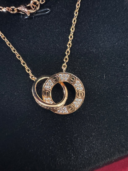CARTIER Love Necklace 滿天星小圓餅項鏈 玫瑰金