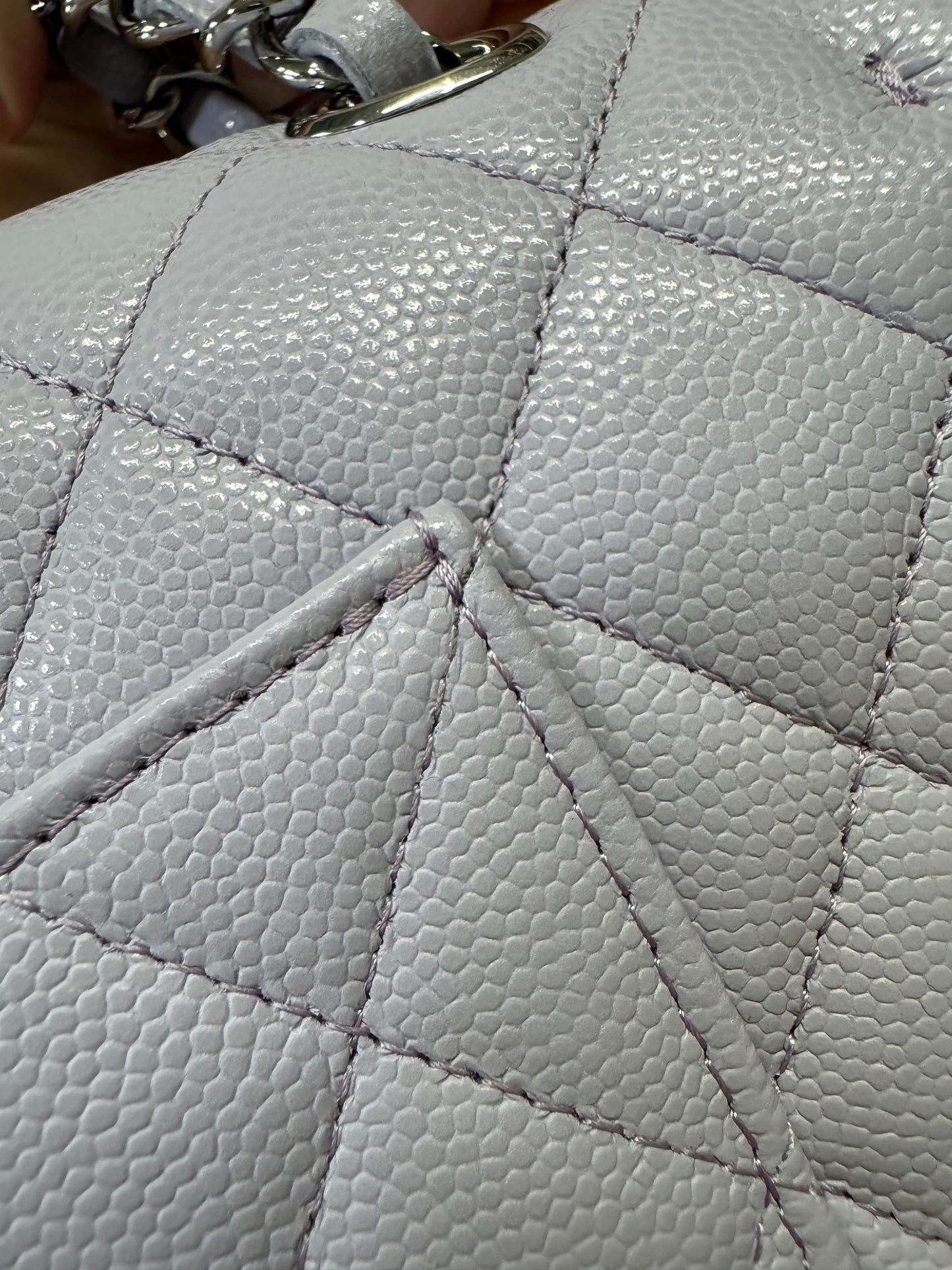 CHANEL CF25 Medium 21K香芋紫銀扣 牛皮 caviar