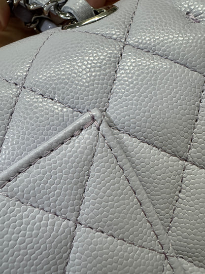 CHANEL CF25 Medium 21K香芋紫銀扣 牛皮 caviar