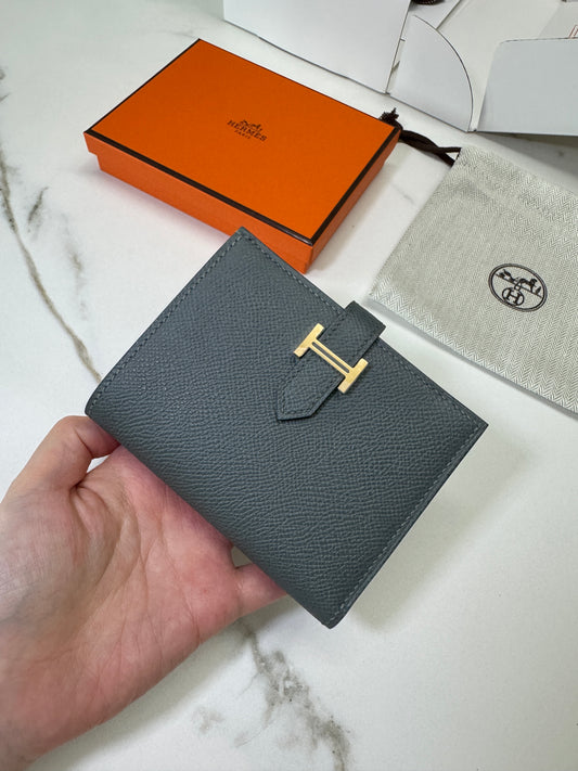 HERMES Bearn Wallet 短錢包 杏仁綠金扣