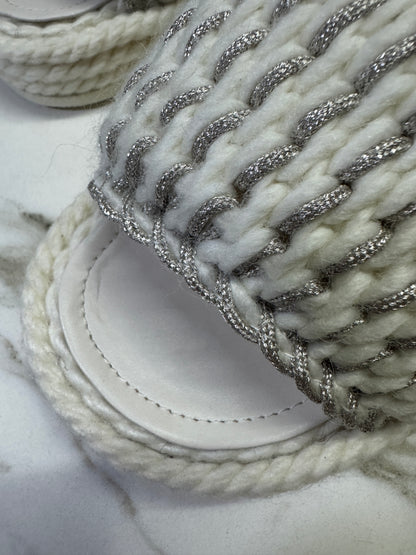 CHANEL 白銀色 厚底拖鞋