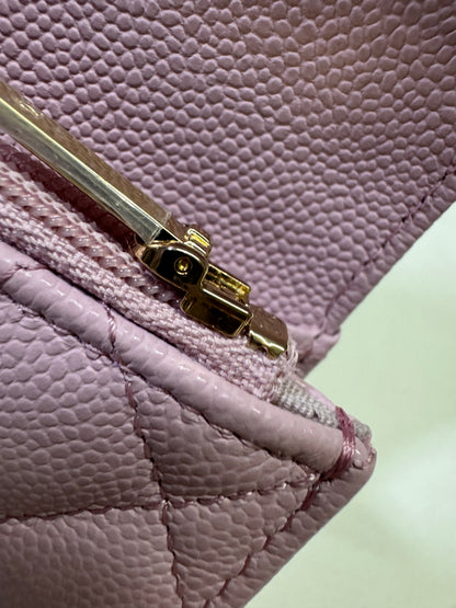 CHANEL 24A粉紫 新版拉鏈 CF Cardholder