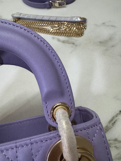 DIOR Mini Lady Dior 紫色羊皮