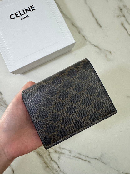 CELINE Canvas 老花雙層卡包