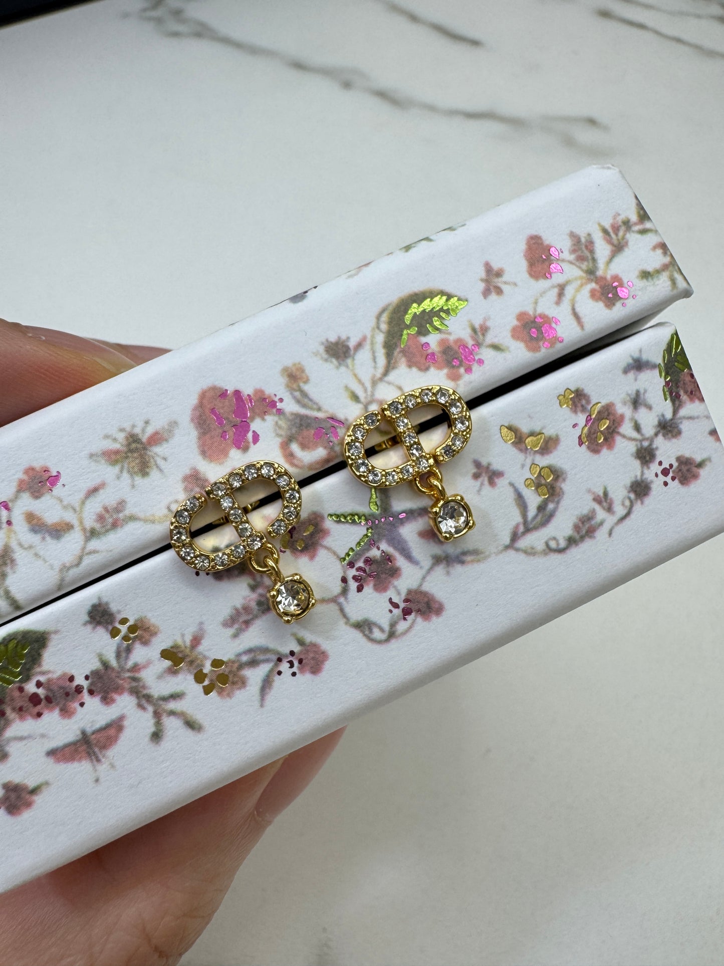DIOR Petit CD耳環 金色