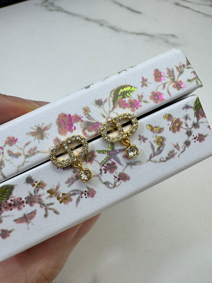 DIOR Petit CD耳環 金色