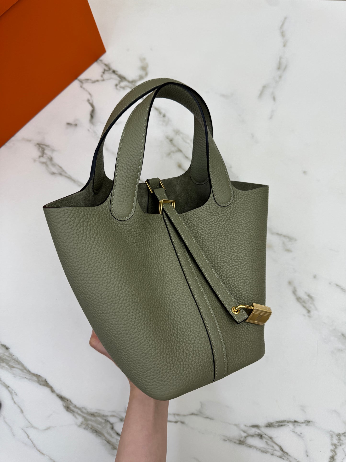 HERMES Picotin Lock 18 鼠尾草綠金扣 Q1 Sauge GHW￼