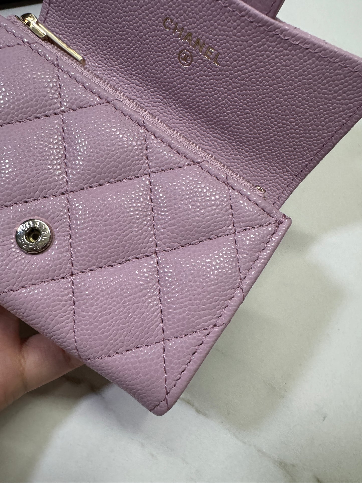 CHANEL 24A粉紫 新版拉鏈 CF Cardholder