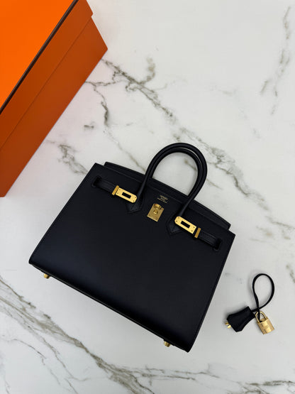 HERMES Birkin 25 黑色 Madame 拉絲金扣 89 Noir Sellier