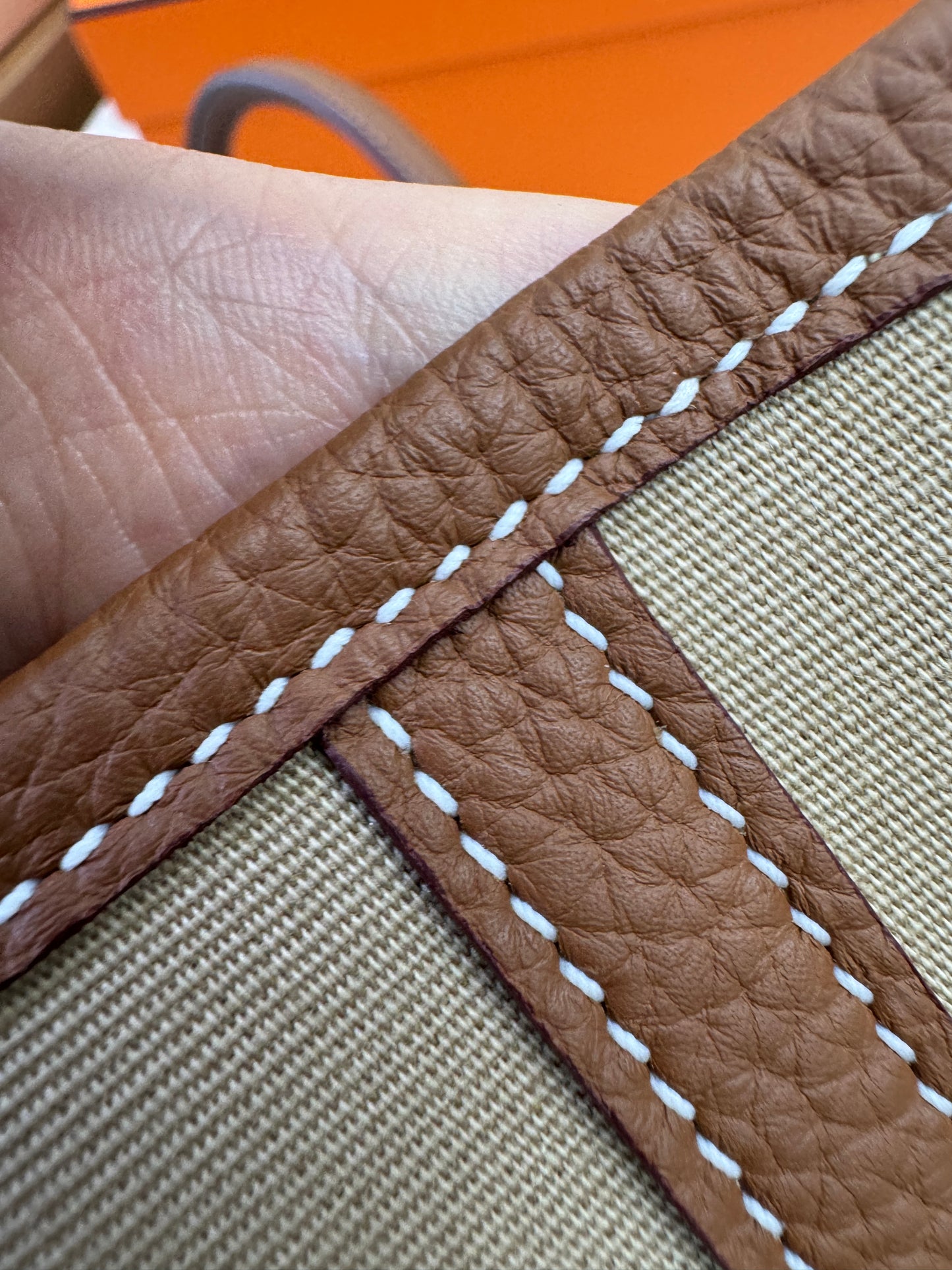HERMES Garden Party 36 金棕拼風衣灰帆布 Negonda/ Canvas