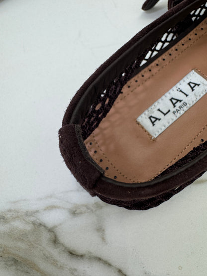 ALAIA 深棕色麂皮 漁網鞋