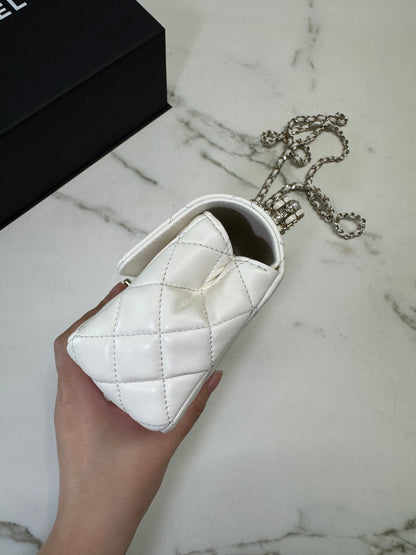 CHANEL 23A水鑽手柄 Mini CF Handle 白色