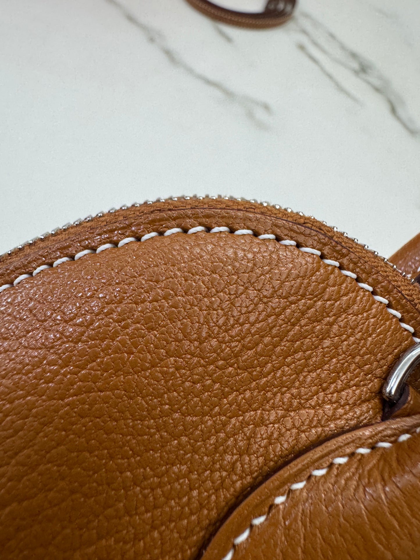 HERMES Mini Bolide 金棕色山羊皮 銀扣 Cherve Gold PHW