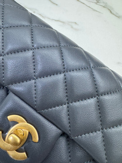 CHANEL 金球 Mini CF20 石墨灰 深灰羊皮