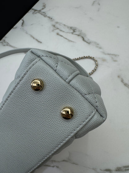 CHANEL Mini Cocohandle 霧霾藍/冰川藍 Cloud Blue