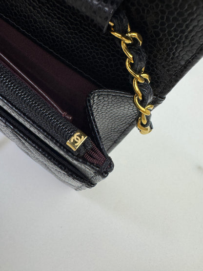 CHANEL Wallet On Chain 黑金牛 新版旋轉扣woc