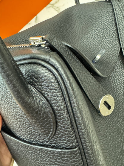 HERMES Lindy30 黑銀 TC Noir PHW