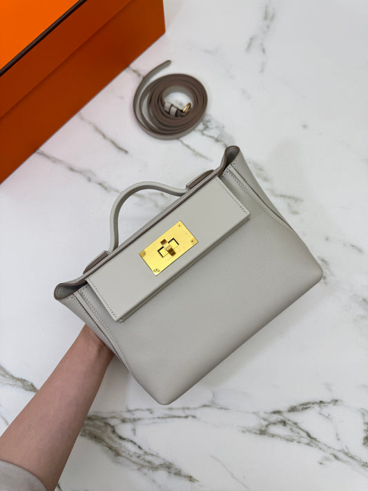 HERMES Mini 2424 冰川白金扣 Evercolor