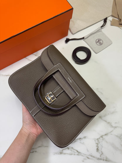 HERMES Halzan 25 大象灰金扣