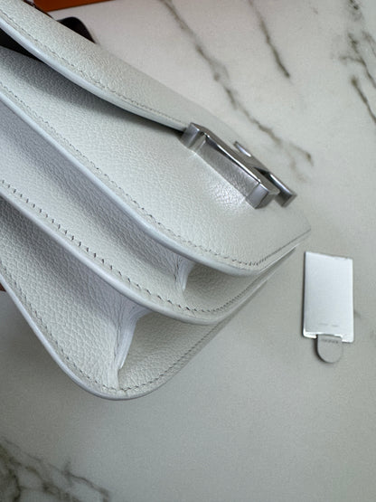 HERMES Mini Constance 新白色 銀扣 Evercolor 0U New White PHW