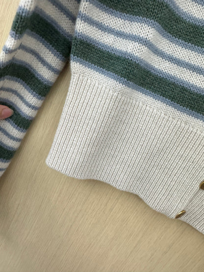 LORO PIANA Baby Cashmere Fobello Stripes Cardigan Green