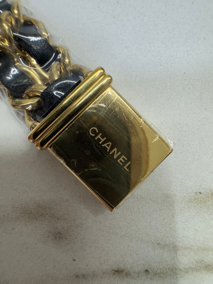 CHANEL Premier 小方糖黑金手錶