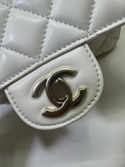 CHANEL 23A水鑽手柄 Mini CF Handle 白色