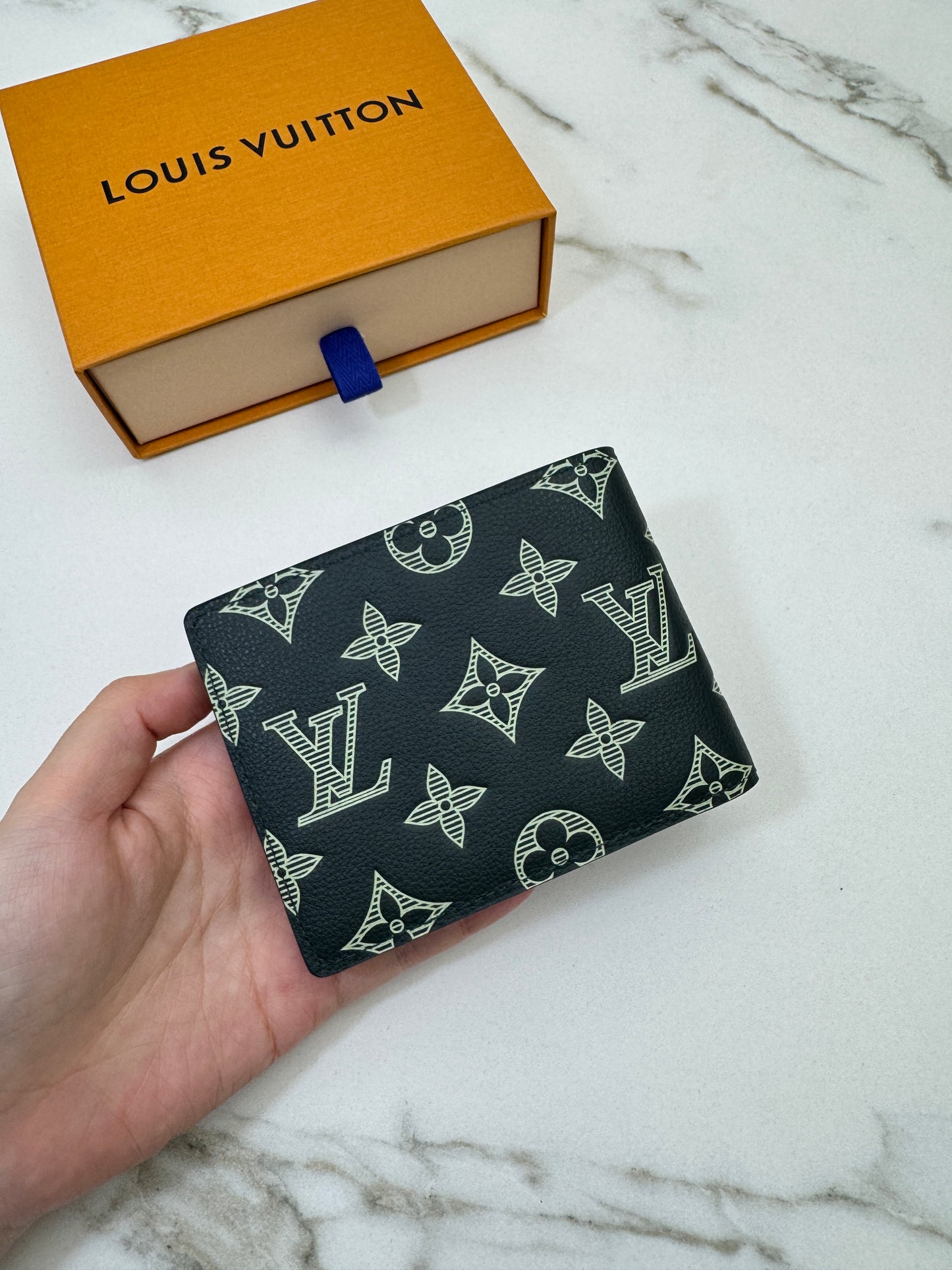 LV M27150 兩摺錢包 深綠色壓花