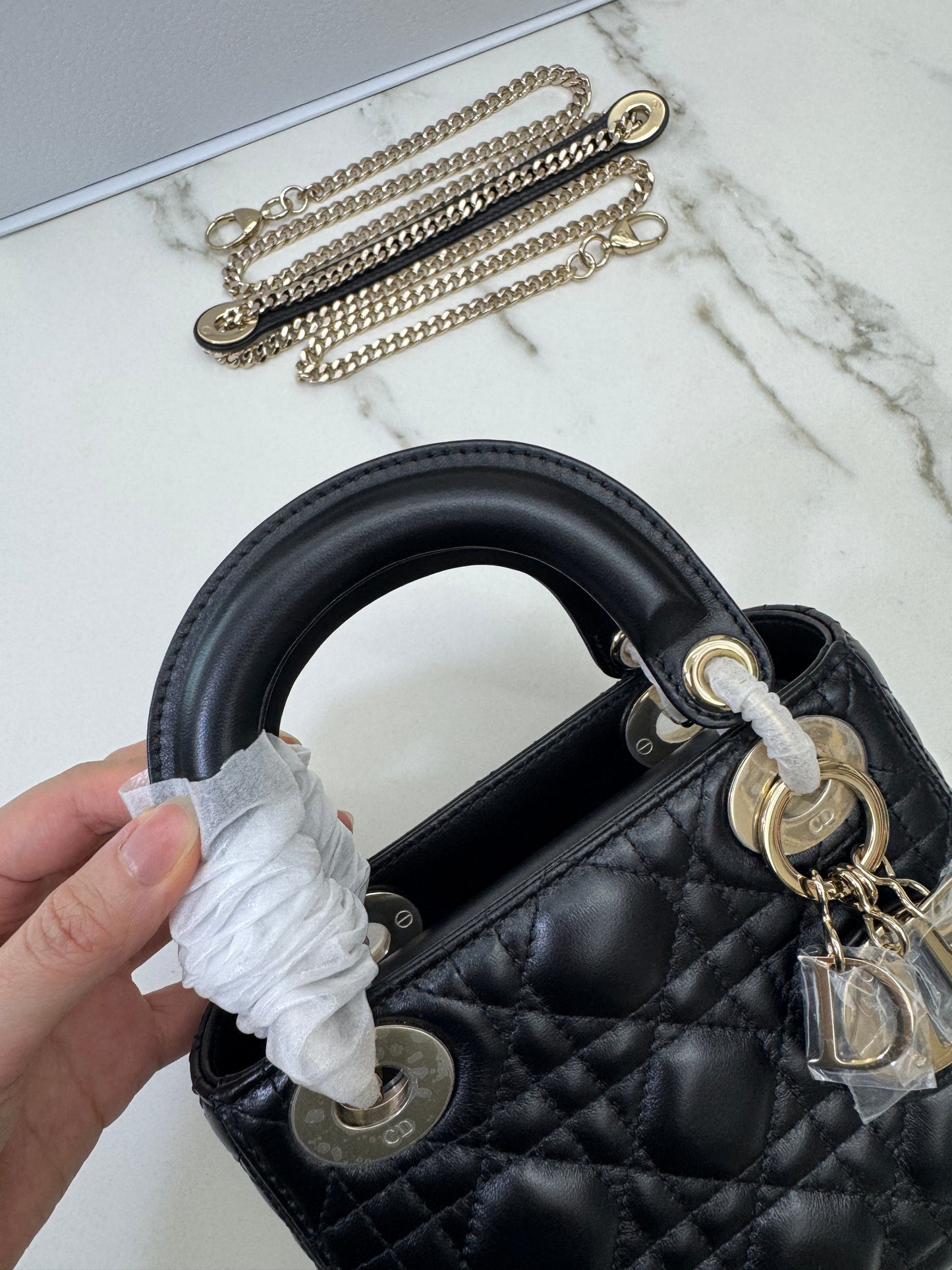 DIOR Mini Lady Dior 黑色羊皮