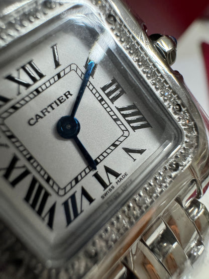 CARTIER 獵豹中號 天然真鑽 銀色