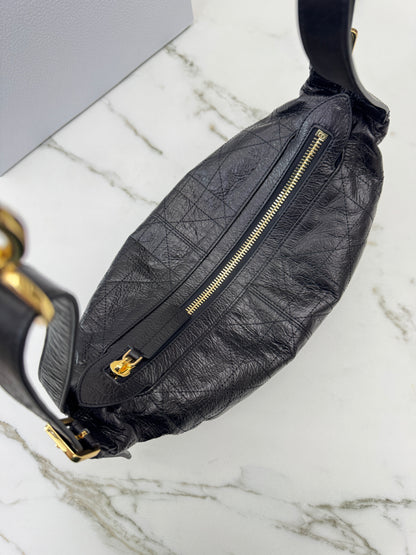 DIOR D-Journey Small 黑色油臘皮