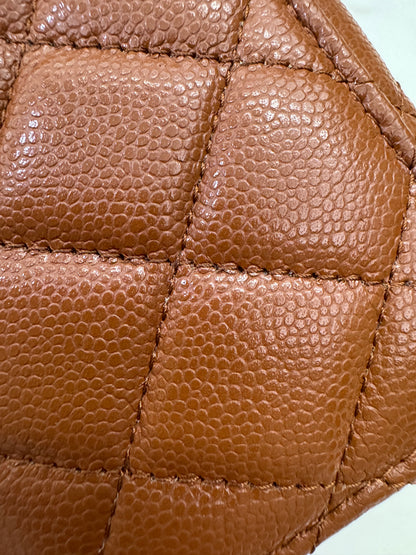 CHANEL L型拉鏈小錢包 焦糖棕