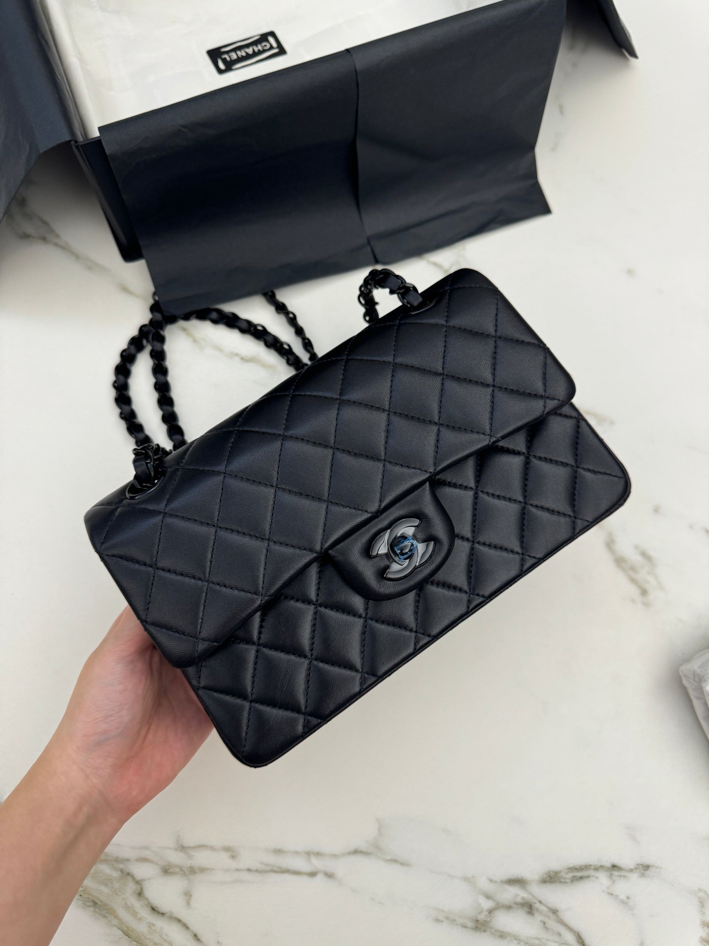 CHANEL CF23 Small So Black 珠光黑/閃粉黑 羊皮 【極罕少量】