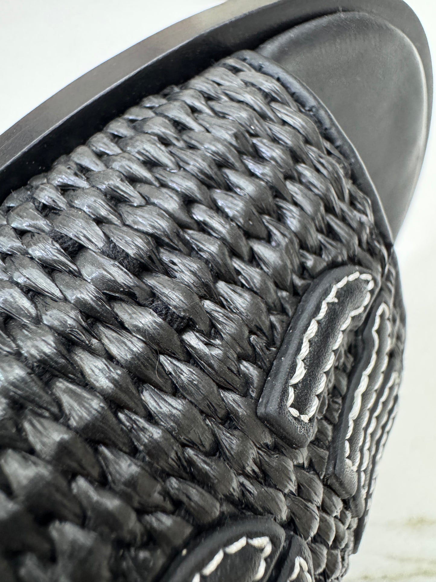 MIU MIU 草編拖鞋 黑色