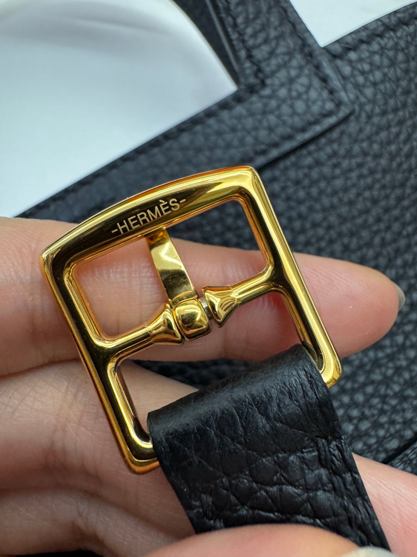 HERMES Halzan 25 黑金 Noir TC GHW