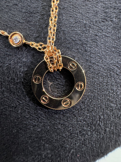 CARTIER Love 小圓餅雙層項鏈 玫瑰金色