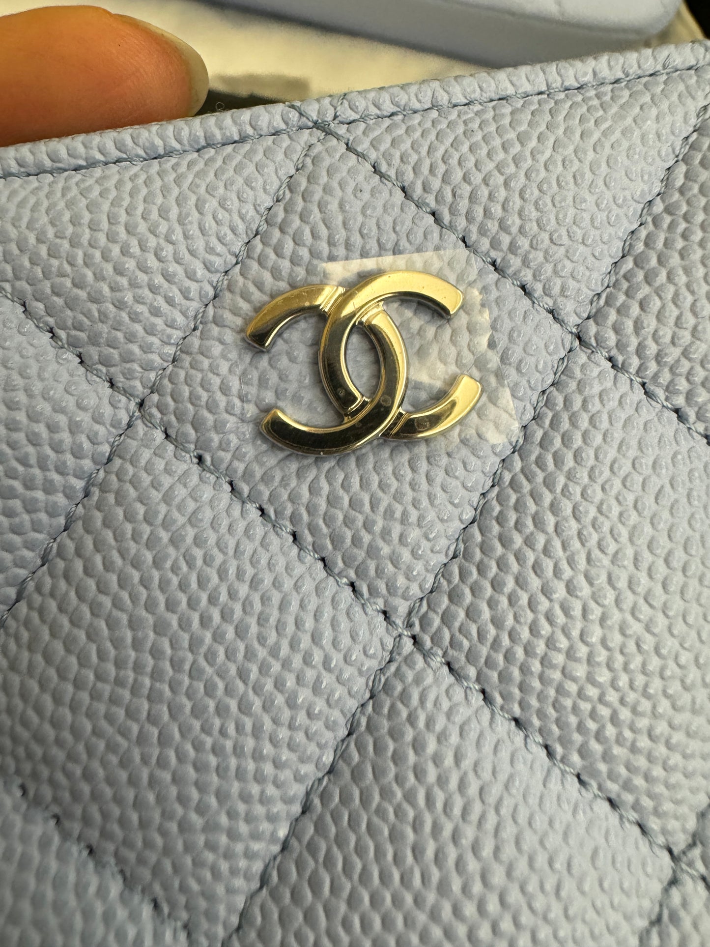 CHANEL 經典拉鏈卡包 寶寶藍23P